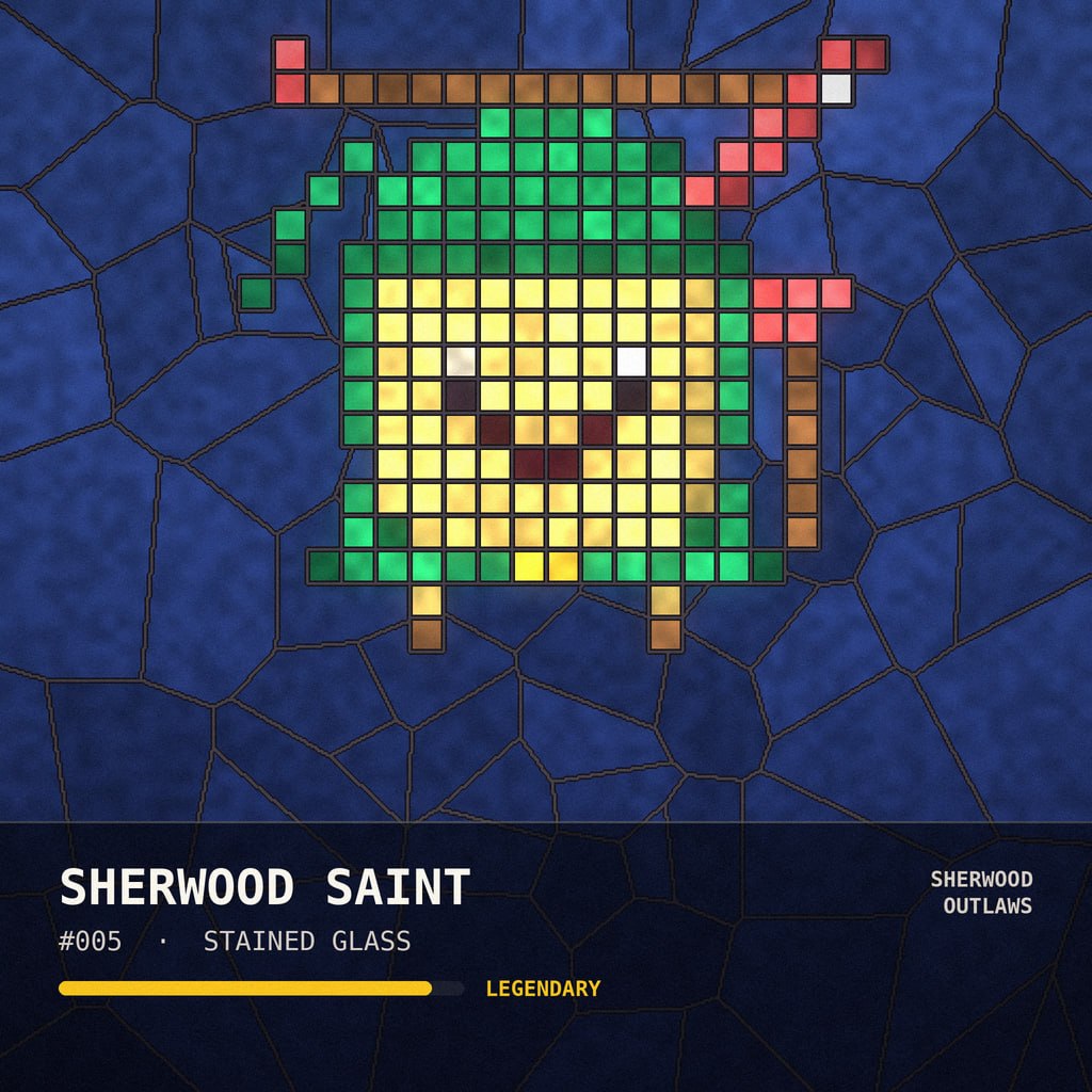 Sherwood Saint HoodGo NFT in stained glass